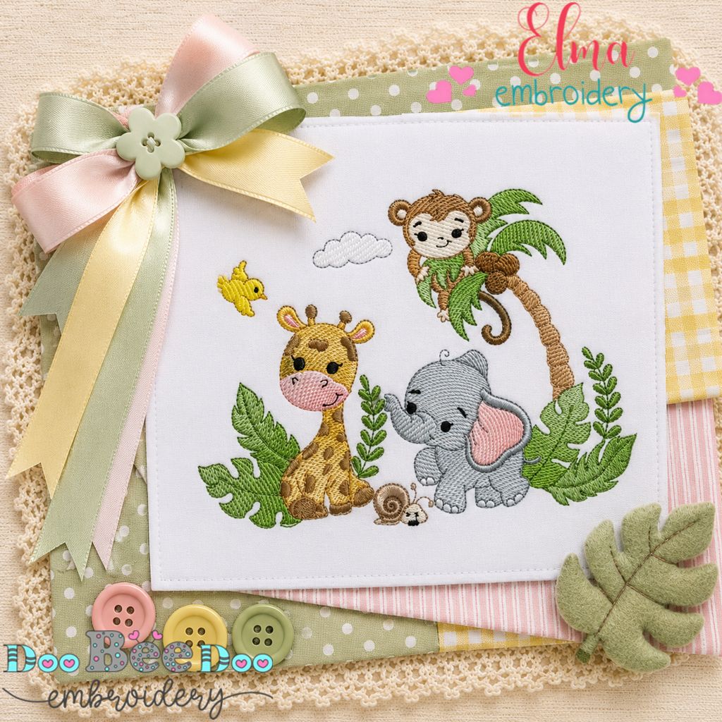 Safari Friends - Sketch Stitch - Machine Embroidery Design