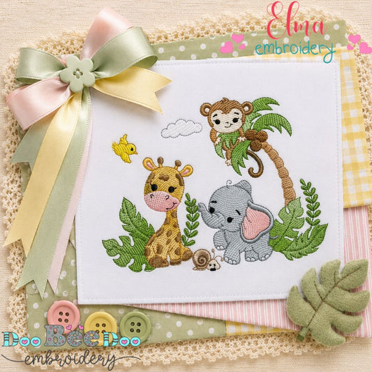 Safari Friends - Sketch Stitch - Machine Embroidery Design