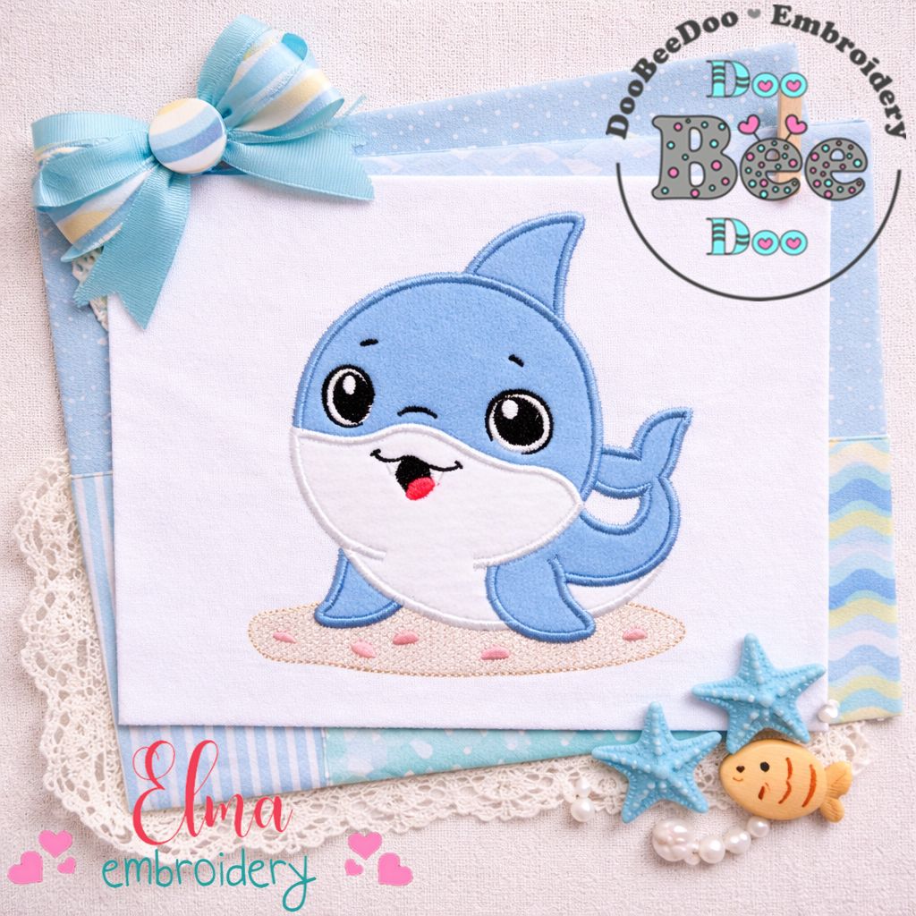 Baby Shark Boy - Appliqué - Machine Embroidery Design