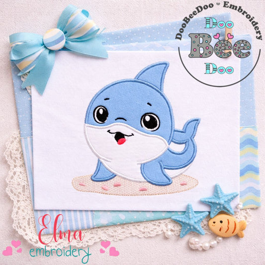 Baby Shark Boy - Appliqué - Machine Embroidery Design