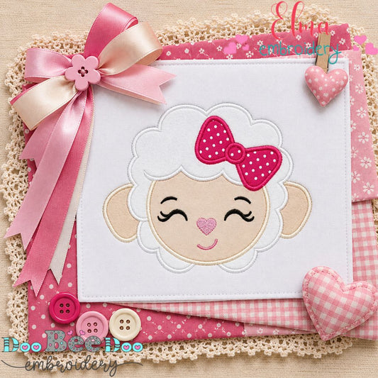Sweet Little Lamb Girl - Appliqué - Machine Embroidery Design