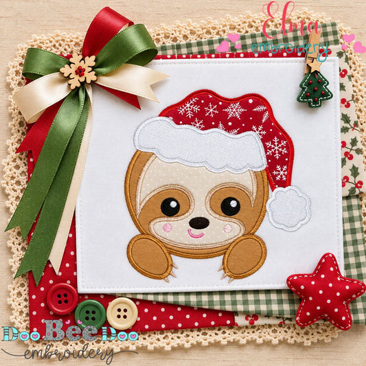 Little Santa Baby Sloth Boy - Appliqué - Machine Embroidery Design