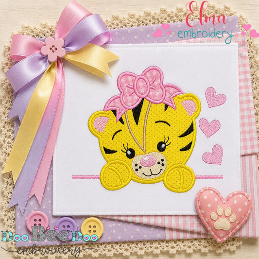 Sweet Tiger Peeker - Appliqué - Machine Embroidery Design