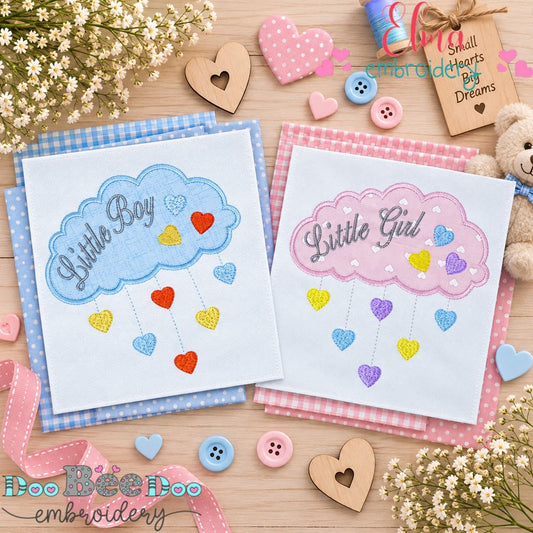 Little Clouds of Love - Applique - Machine Embroidery Design