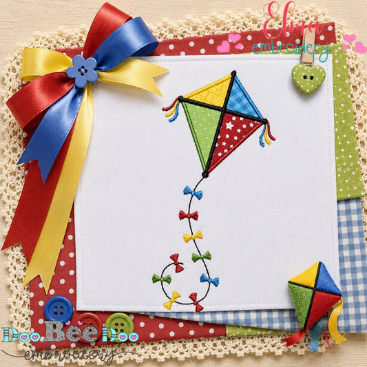Happy Little Kite - Appliqué - Machine Embroidery Design