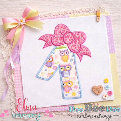Big Bow Number One - Applique Stitch - Machine Embroidery Design