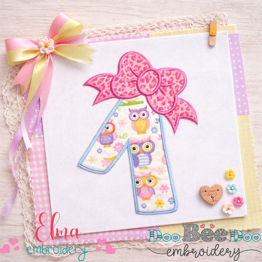 Big Bow Number One - Applique Stitch - Machine Embroidery Design