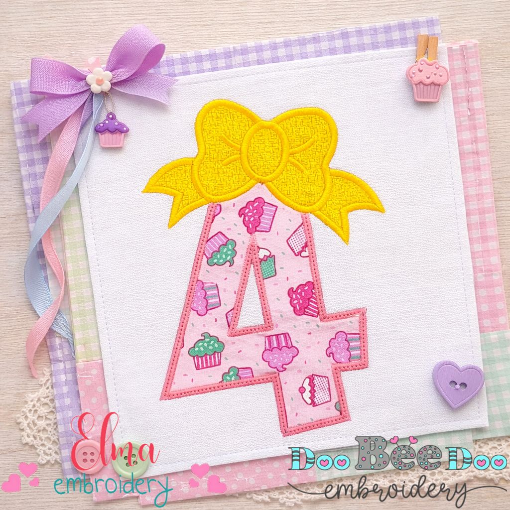 Big Bow Number 4 – Appliqué – Machine Embroidery Design