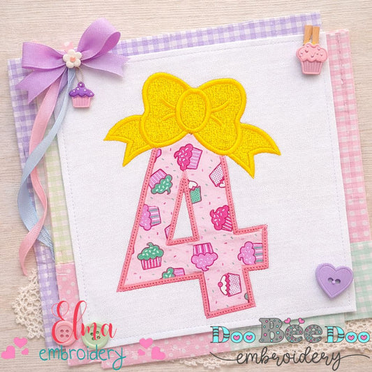 Big Bow Number 4 – Appliqué – Machine Embroidery Design