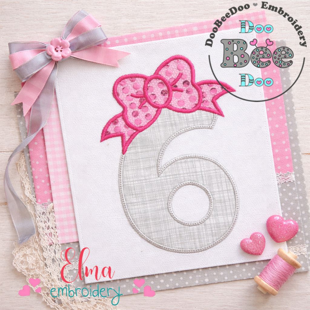 Big Bow Number Six - Appliqué - Machine Embroidery Design