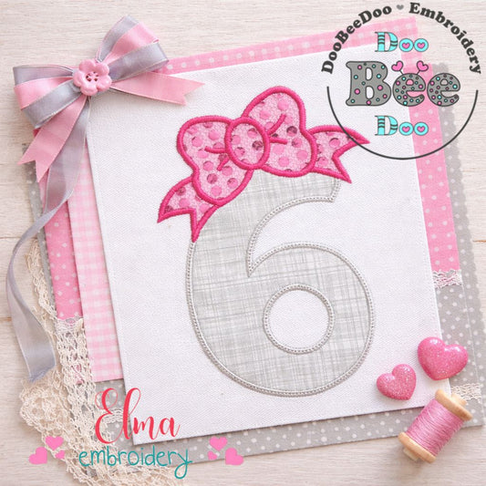 Big Bow Number Six - Appliqué - Machine Embroidery Design
