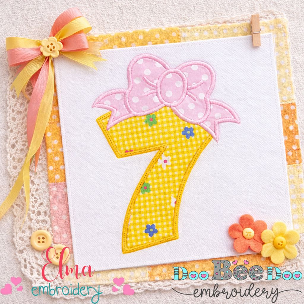 Big Bow Number 7 – Appliqué – Machine Embroidery Design