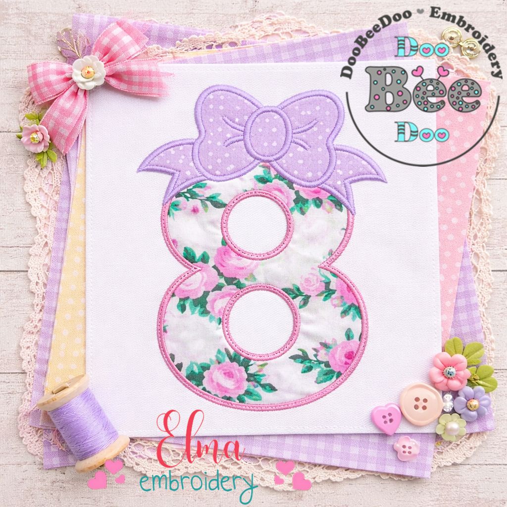 Big Bow Number Eight - Appliqué - Machine Embroidery Design