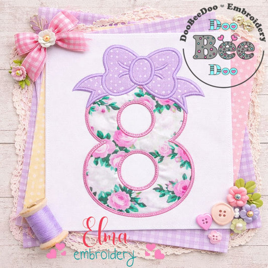 Big Bow Number Eight - Appliqué - Machine Embroidery Design