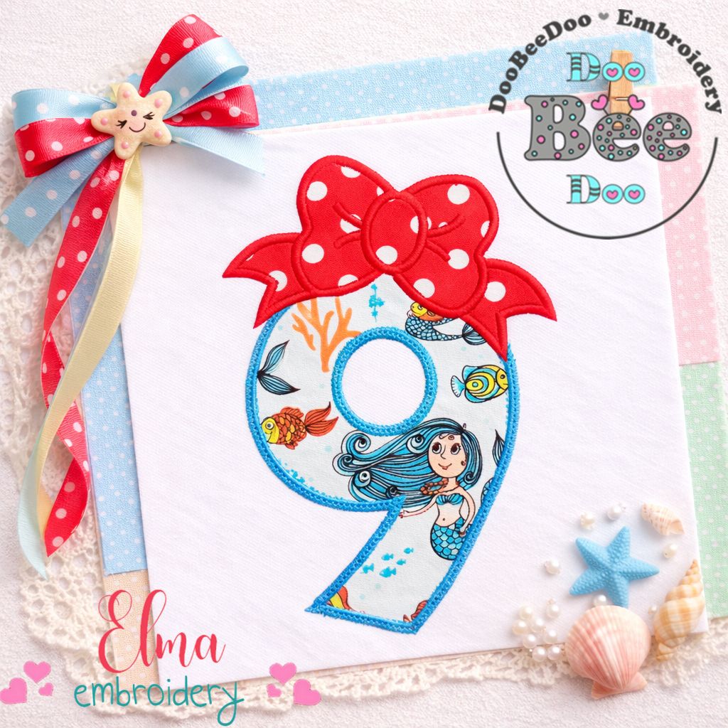 Big Bow Number Nine - Appliqué – Machine Embroidery Design