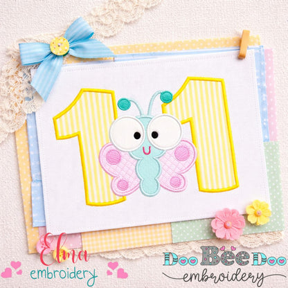 Butterfly Number Eleven Applique – Applique Stitch – Machine Embroidery Design