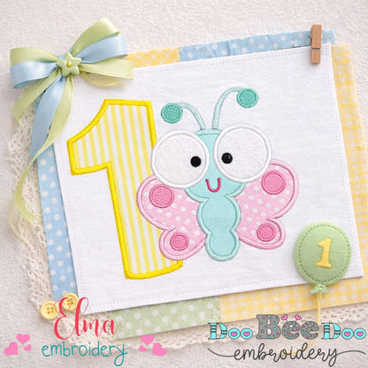 Butterfly Number One – Applique Stitch – Machine Embroidery Design