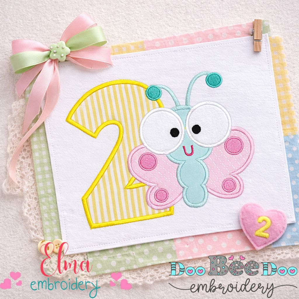 Butterfly Number Two – Applique Stitch – Machine Embroidery Design
