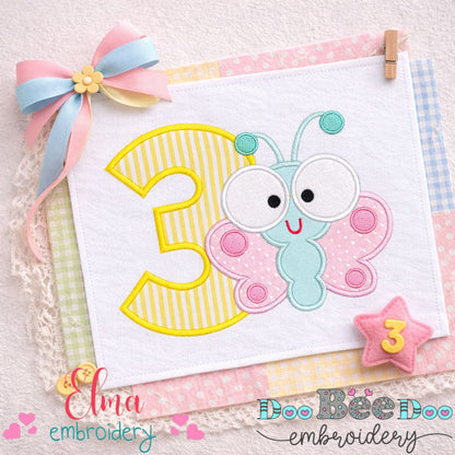 Butterfly Number Three – Applique Stitch – Machine Embroidery Design