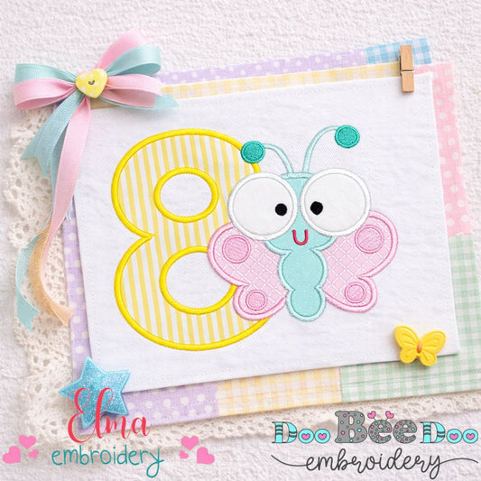 Butterfly Number Eight – Applique Stitch – Machine Embroidery Design