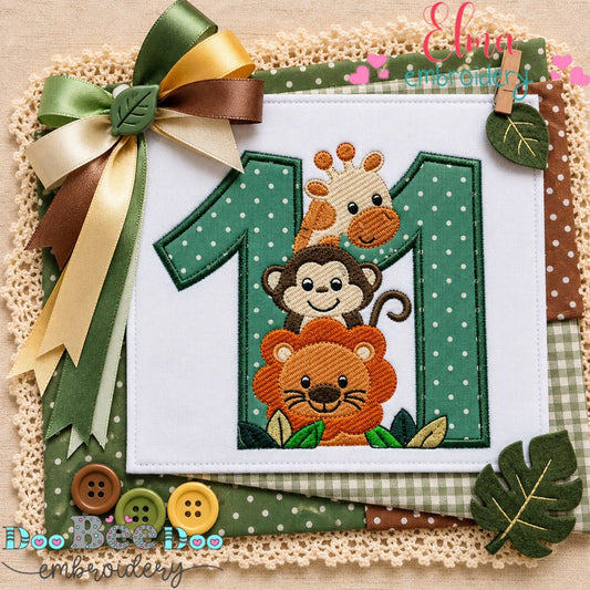Safari Birthday Eleven - Appliqué - Machine Embroidery Design