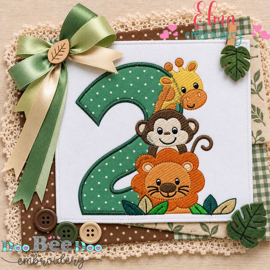 Safari Birthday Two - Appliqué - Machine Embroidery Design