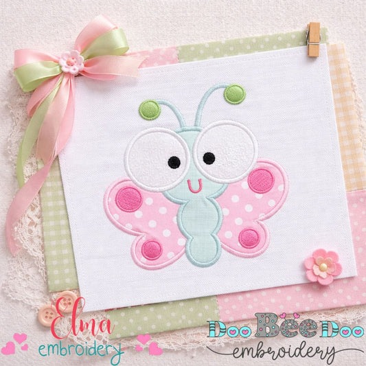 Cute Butterfly – Applique Stitch – Machine Embroidery Design