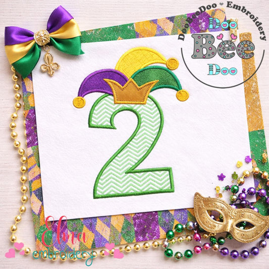 Mardi Gras Birthday Two - Applique - Machine Embroidery Design