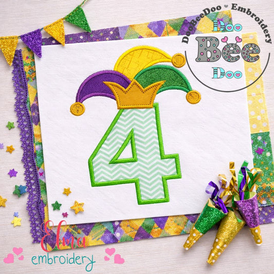 Mardi Gras Number Four - Applique - Machine Embroidery Design