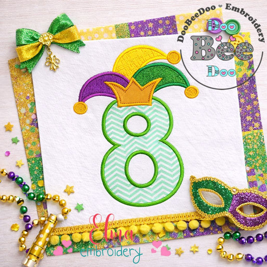 Mardi Gras Number Eight - Applique - Machine Embroidery Design