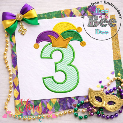 Mardi Gras Number Three - Applique - Machine Embroidery Design