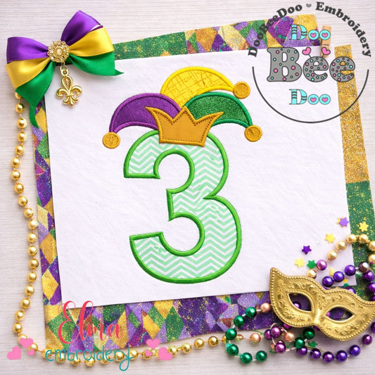 Mardi Gras Number Three - Applique - Machine Embroidery Design