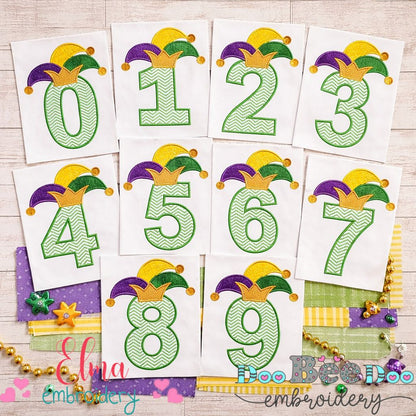 Mardi Gras Numbers 0–9 – Appliqué – Machine Embroidery Design