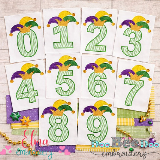 Mardi Gras Numbers 0–9 – Appliqué – Machine Embroidery Design