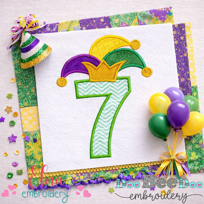 Mardi Gras Number Seven - Applique - Machine Embroidery Design