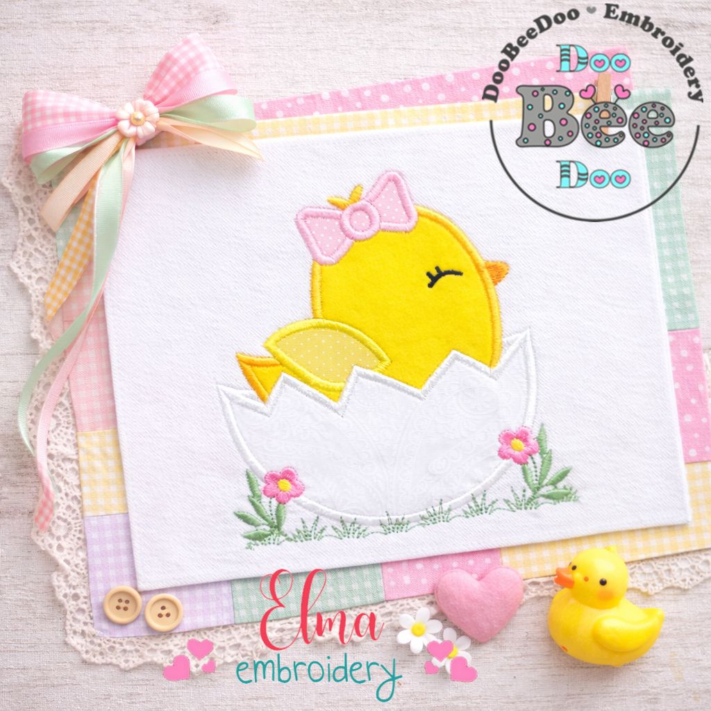 Chick in an Egg – Applique Stitch – Machine Embroidery Design