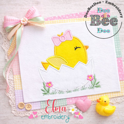 Chick in an Egg – Applique Stitch – Machine Embroidery Design