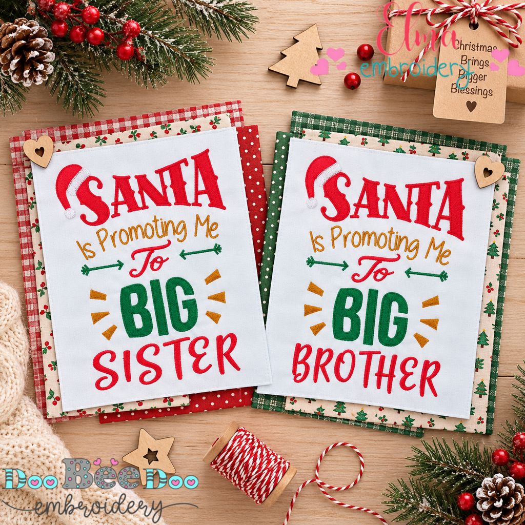 Santa's Big Sibling Surprise - Fill Stitch - Machine Embroidery Design