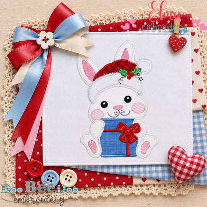 Santa's Sweet Bunny Surprise - Appliqué - Machine Embroidery Design