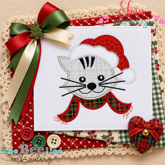 Whiskers the Christmas Kitty - Appliqué - Machine Embroidery Design