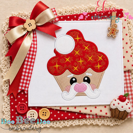 Sweet Santa Cupcake - Appliqué - Machine Embroidery Design
