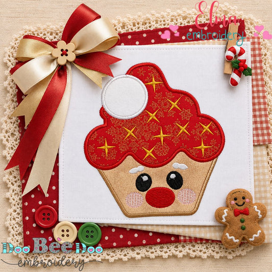 Santa's Sweet Cupcake - Appliqué - Machine Embroidery Design