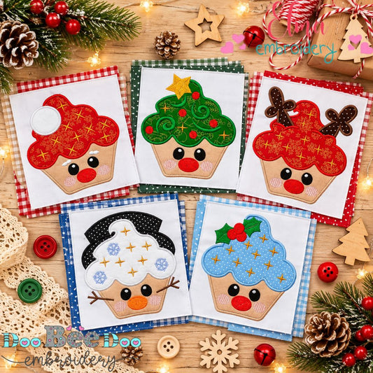 Christmas Cupcake Sweethearts Collection - Appliqué - Machine Embroidery Design