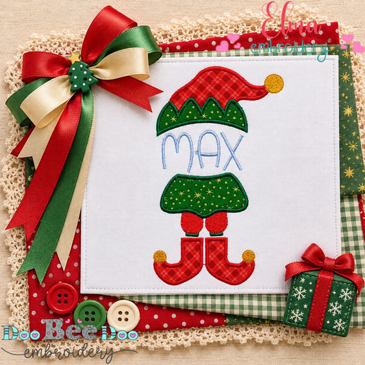 Personalized Christmas Elf - Appliqué - Machine Embroidery Design