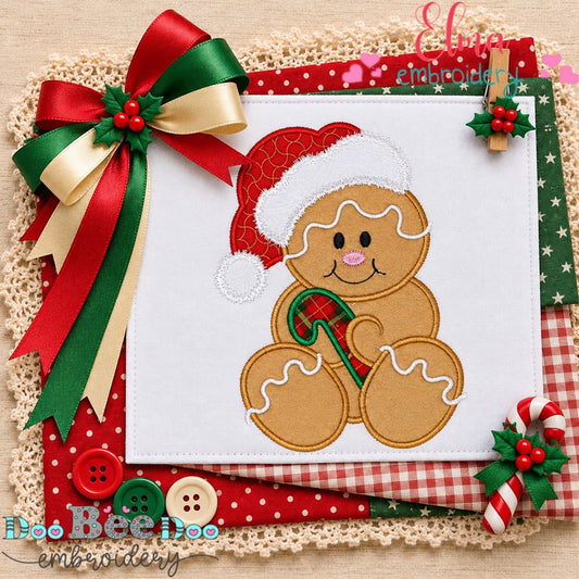 Sweet Santa Gingerbread - Appliqué - Machine Embroidery Design