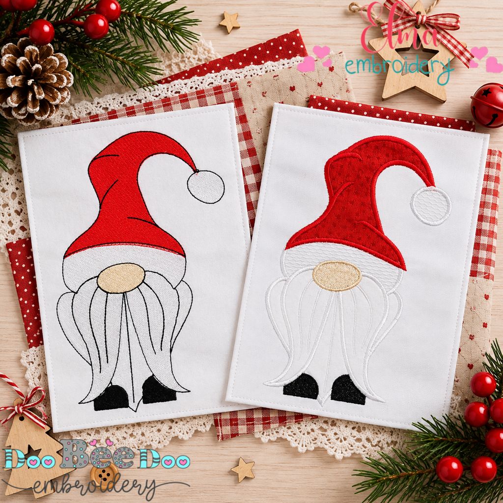Jolly Big Hat Christmas Gnome - Fill Stitch & Applique - Machine Embroidery Design