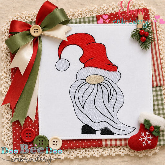 Cozy Flowing Beard Gnome - Fill Stitch - Machine Embroidery Design
