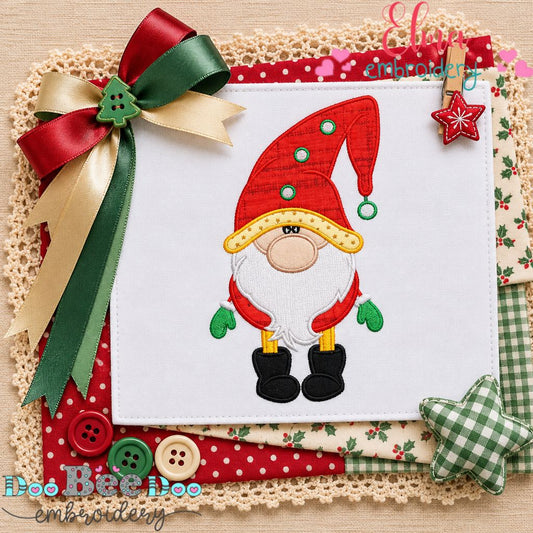 Jolly Christmas Gnome - Appliqué - Machine Embroidery Design