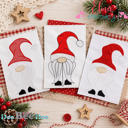 Cozy Christmas Gnome - Sketch, Fill & Applique - Machine Embroidery Design