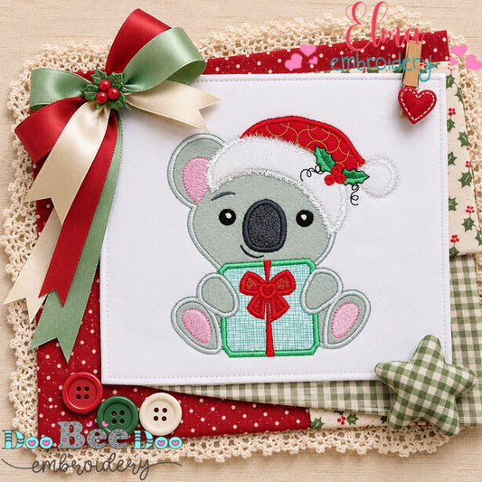 Santa's Snuggly Little Koala - Appliqué - Machine Embroidery Design